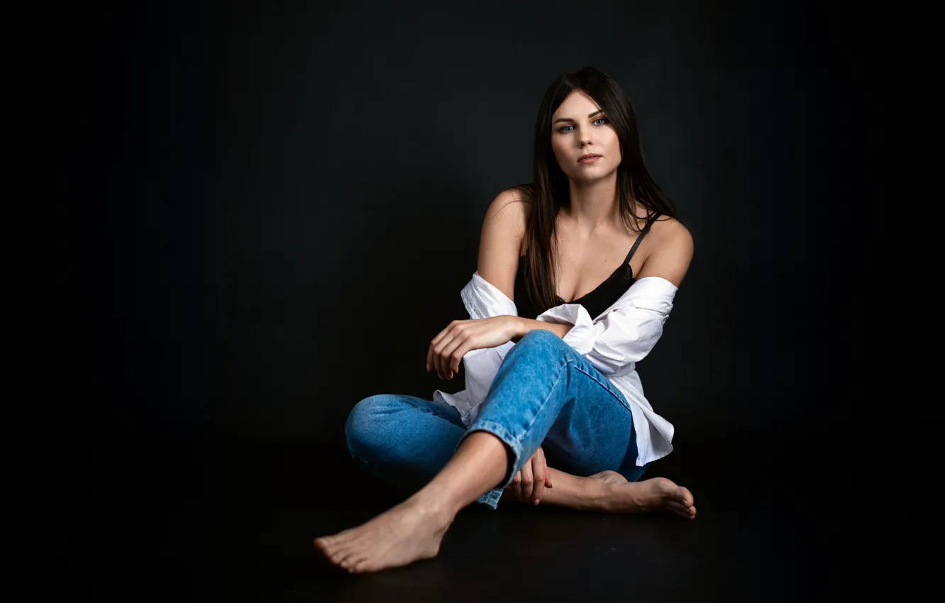 Photo wallpaper look, pose, sitting, Anna