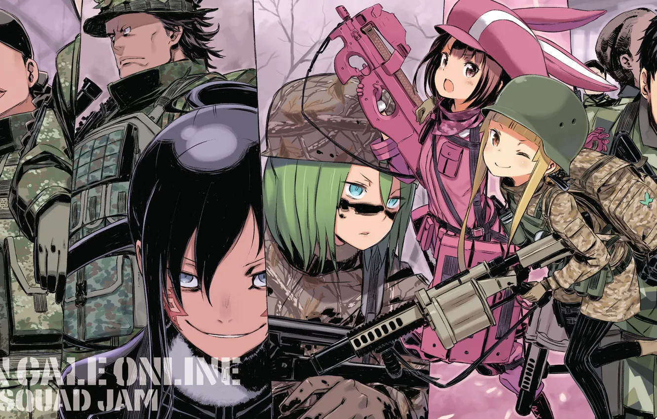 Photo wallpaper collage, anime, art, characters, Sword art online, Sword Art Online, Sword Art Online Alternative: Gun …
