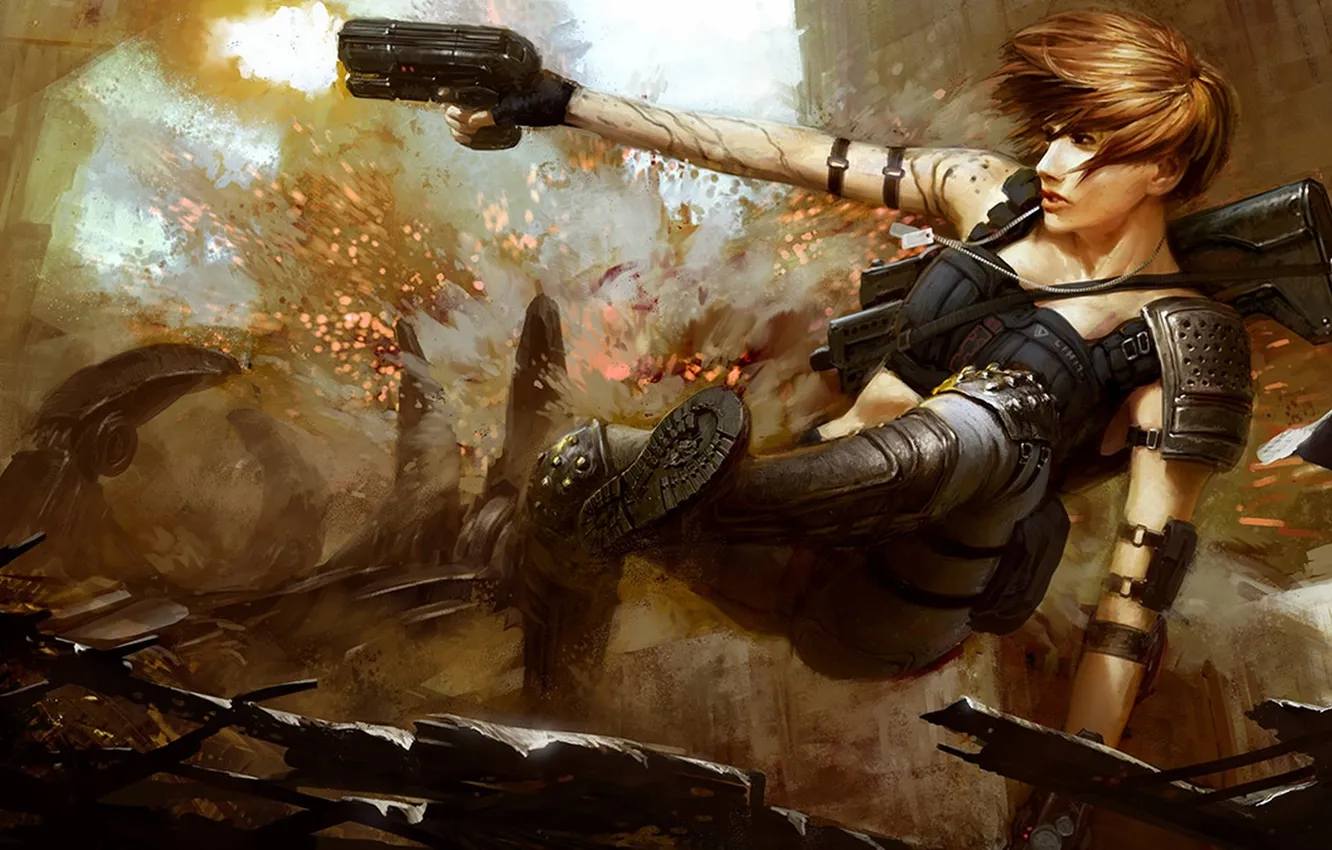 Photo wallpaper weapon, female, armed conflict