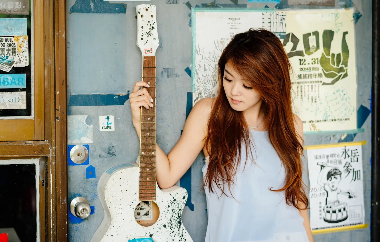 Photo wallpaper girl, music, guitar