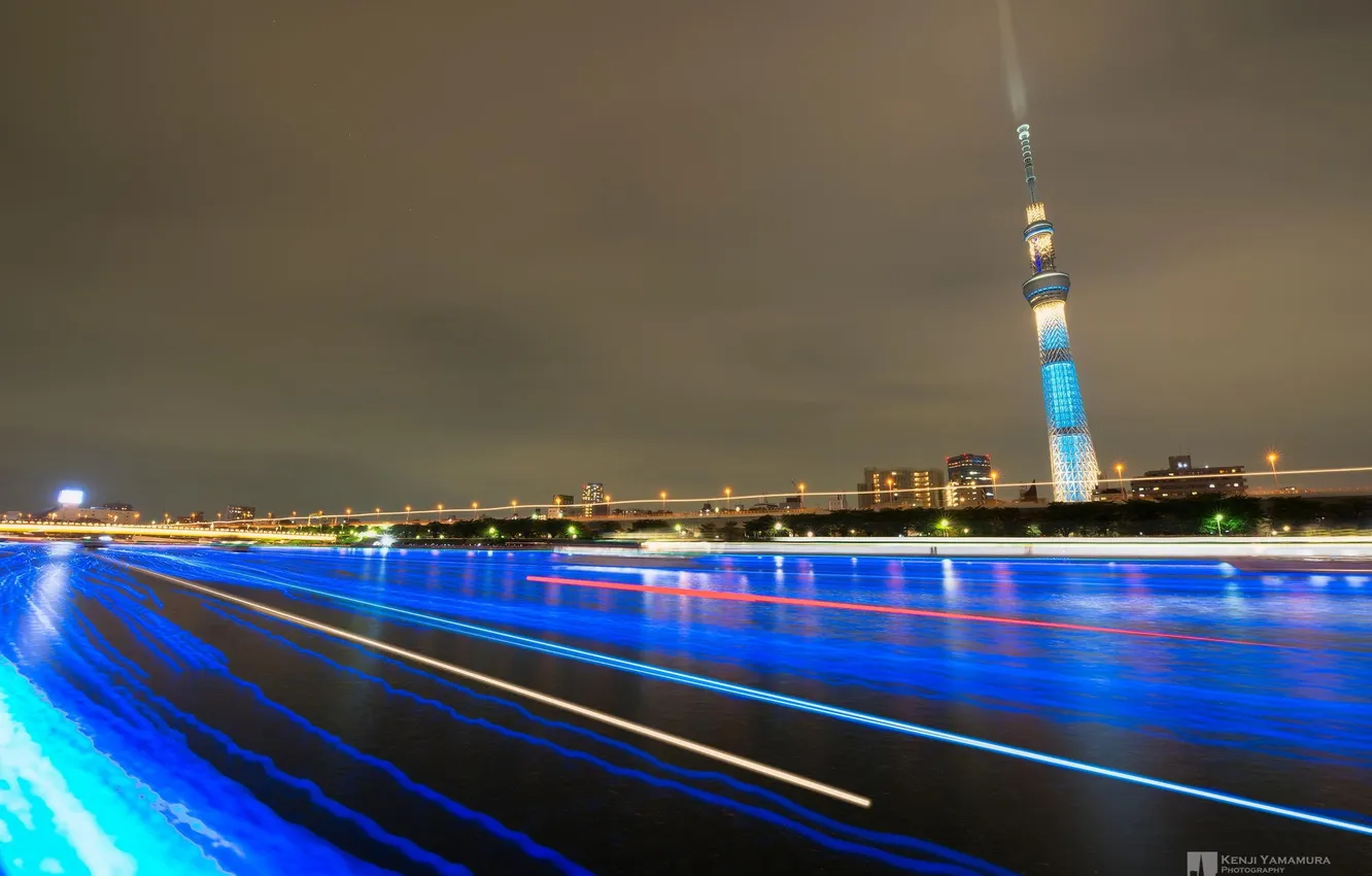 Photo wallpaper night, the city, lights, movement, photographer, Kenji Yamamura