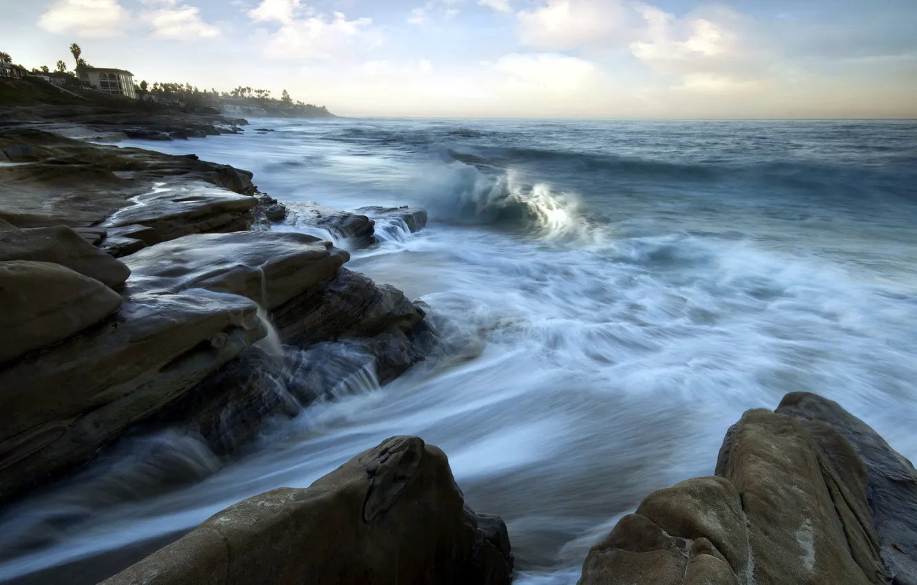 Photo wallpaper sea, landscape, stones