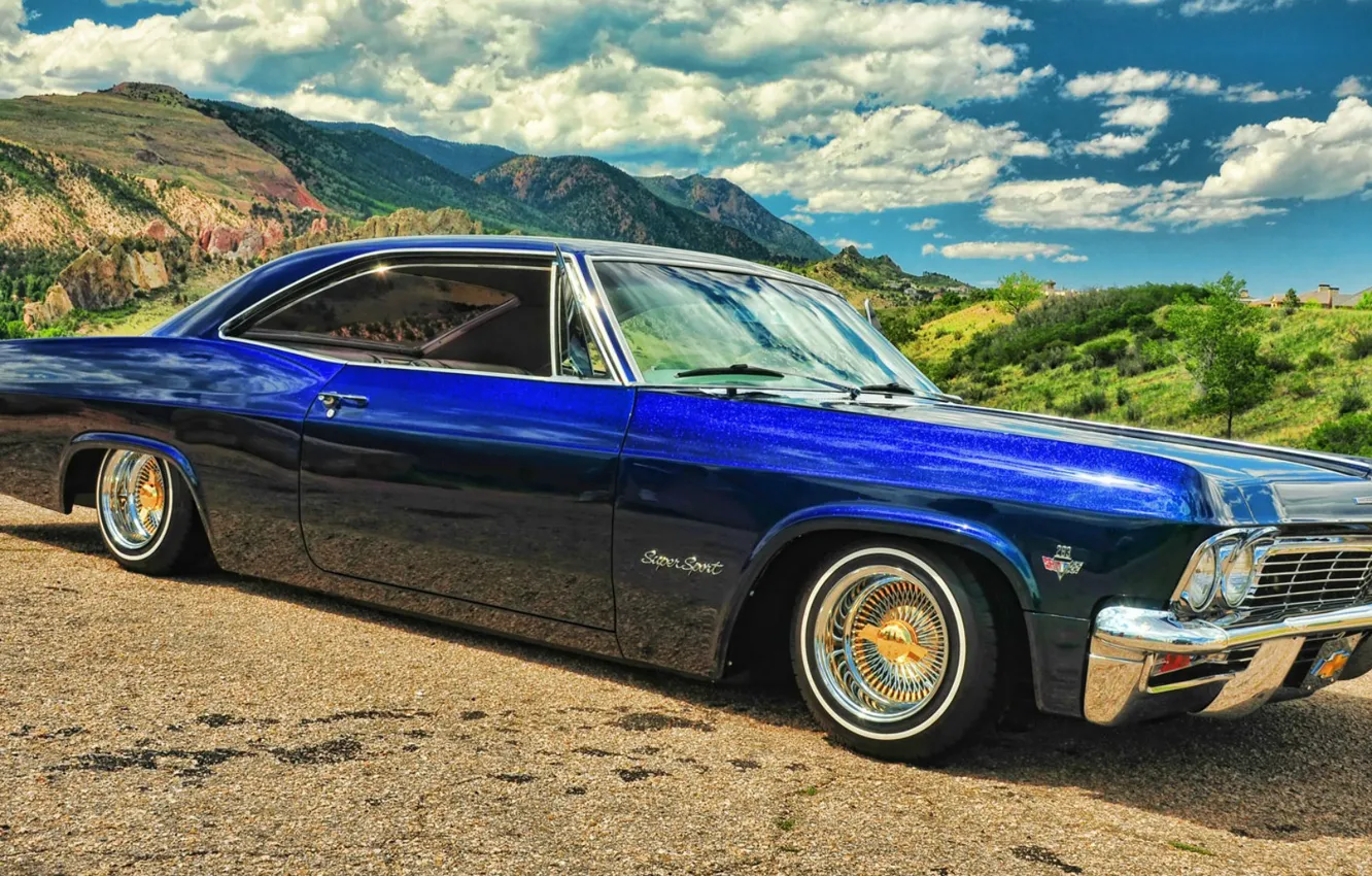 Photo wallpaper Chevrolet, Chevrolet, blue, Blue, Impala, Impala, Lowrider, Super sport