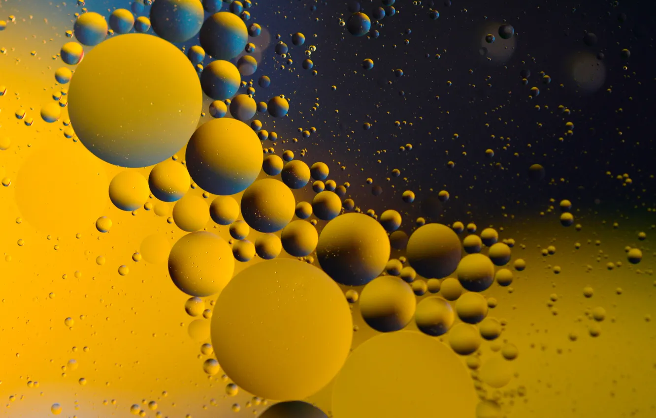 Photo wallpaper water, bubbles, oil, round, the air, the volume