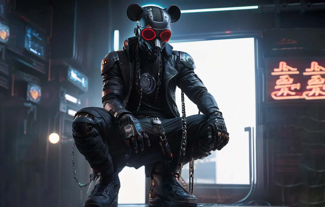 Photo wallpaper robot, mouse, guy
