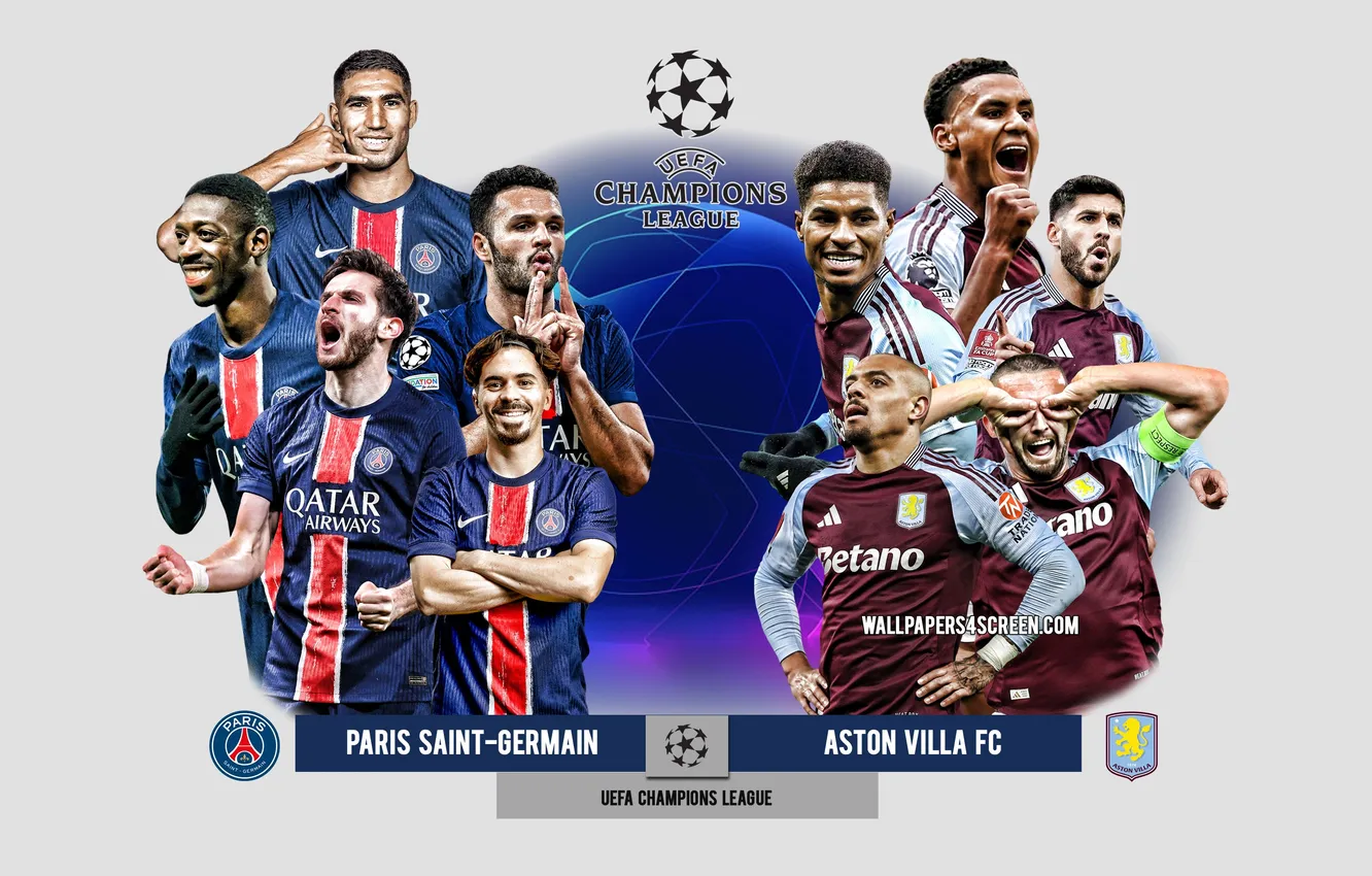 Photo wallpaper Paris, football, Champions League, PSG, Paris Saint-Germain, Aston Villa, Khvicha Kvaratskhelia, Marco Asensio