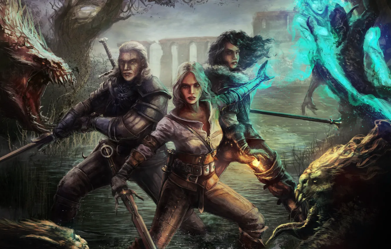 Photo wallpaper art, Geralt, The Witcher 3: Wild Hunt, CRIS