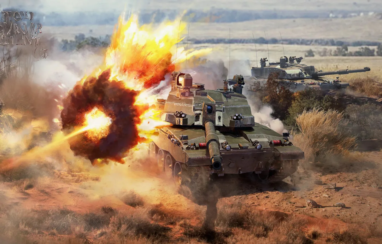 Photo wallpaper The game, Fire, The explosion, Tanks, Game, War Thunder
