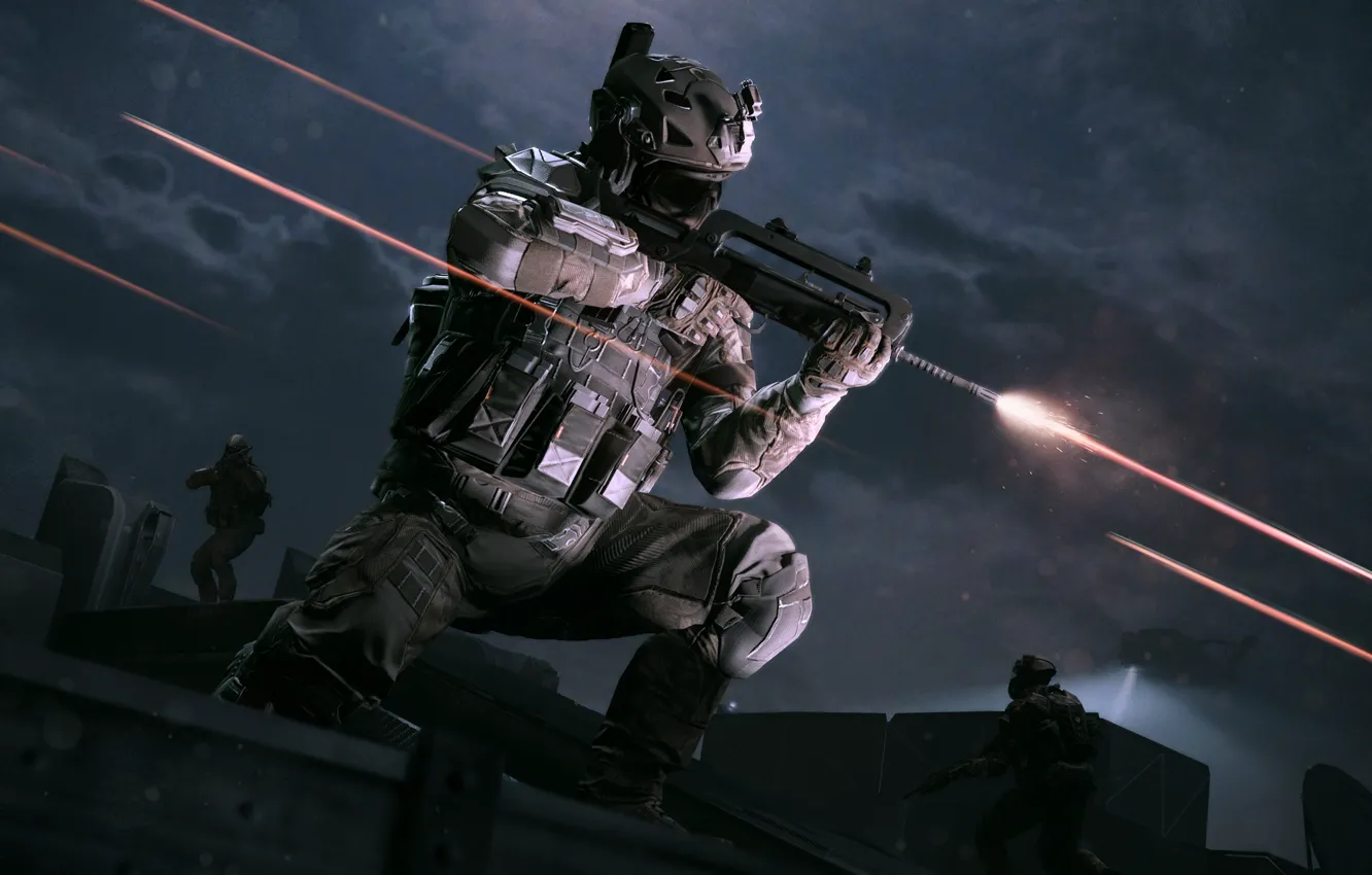 Photo wallpaper night, weapons, the game, people, shooting, hunting, survival, Warface