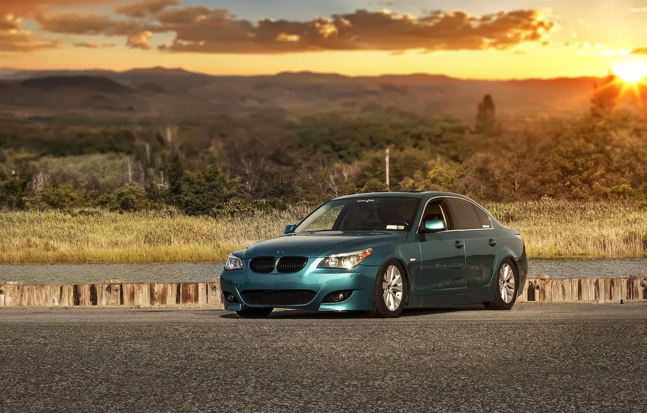 Photo wallpaper green, bmw, tuning, e60, stance, 528i