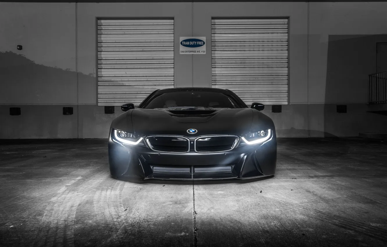 Photo wallpaper bmw, wheels, black, tuning, night, face, germany, low