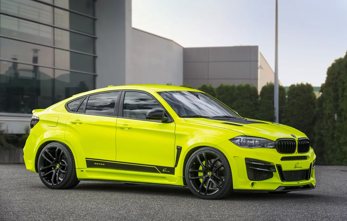 Photo wallpaper Yellow, BMW, BMW, Front, Coupe, Yellow, BMW X6, Crossover