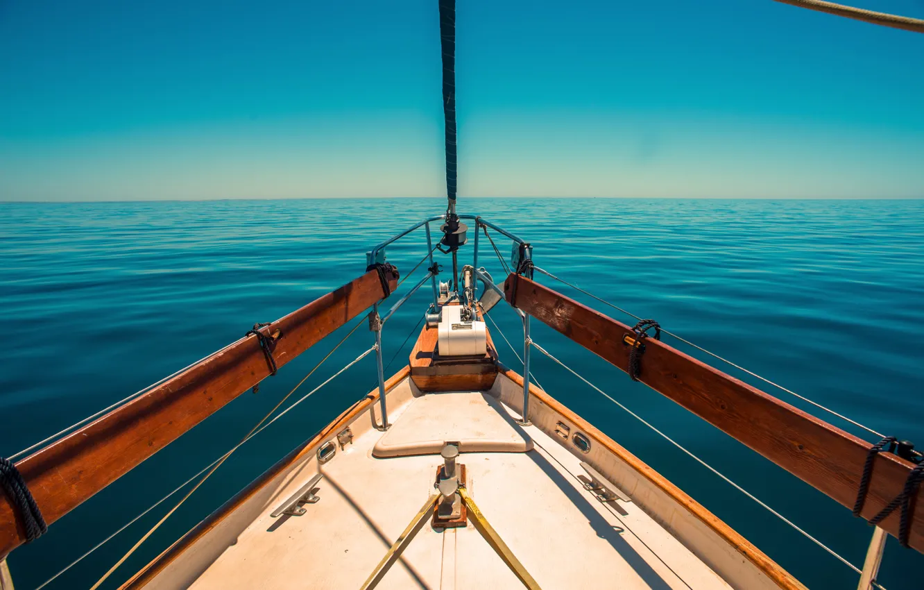 Photo wallpaper sea, yacht, nose