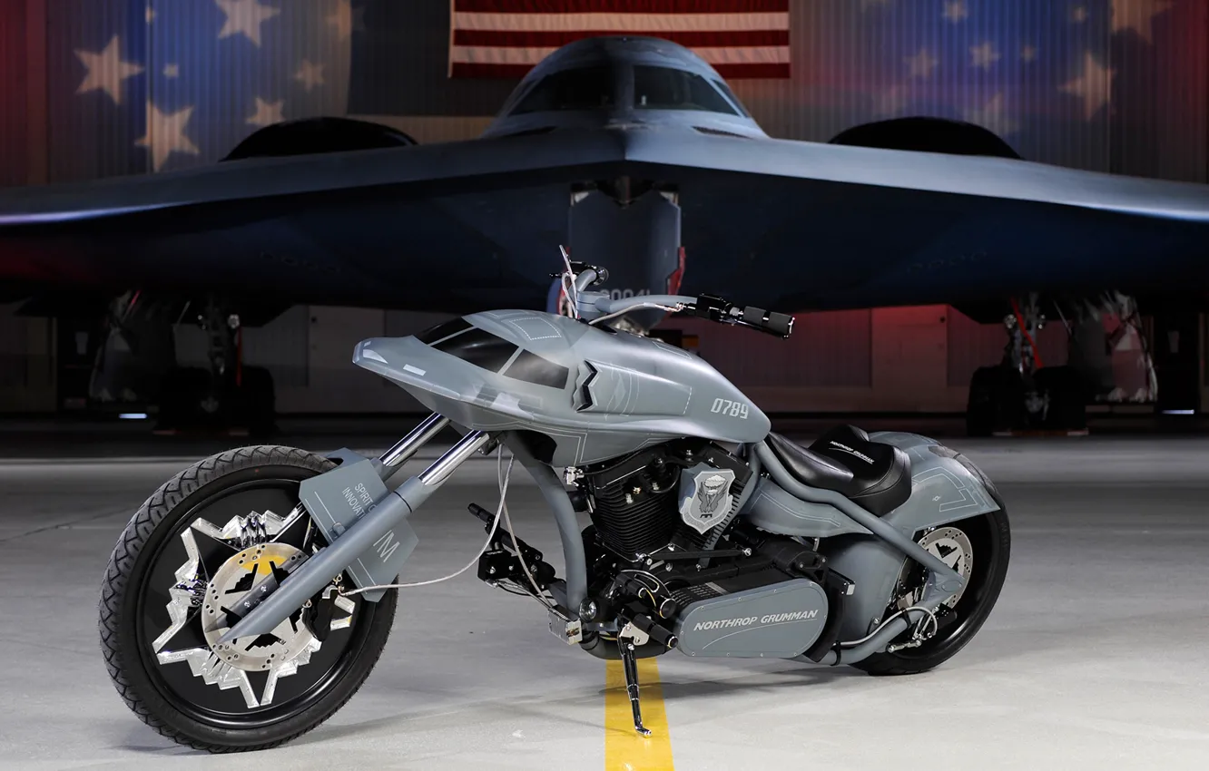 Photo wallpaper the plane, grey, Motorcycle, invisible, custom