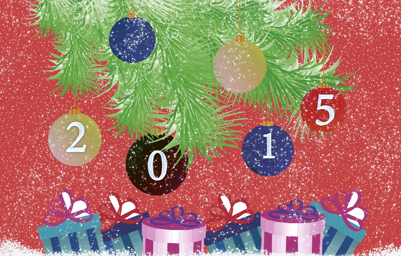 Photo wallpaper balls, snow, branches, text, background, Wallpaper, toy, tree