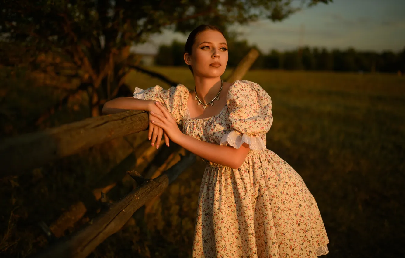 Photo wallpaper girl, pose, hands, dress, Alexander Parkhomenko, Anastasia Izotchenko