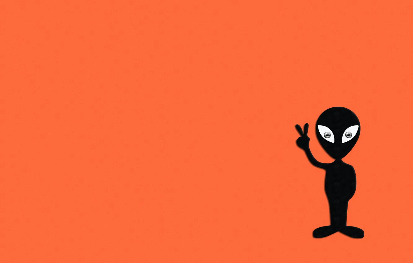 Photo wallpaper black, the world, alien, alien, gesture, peace, alien, light red background