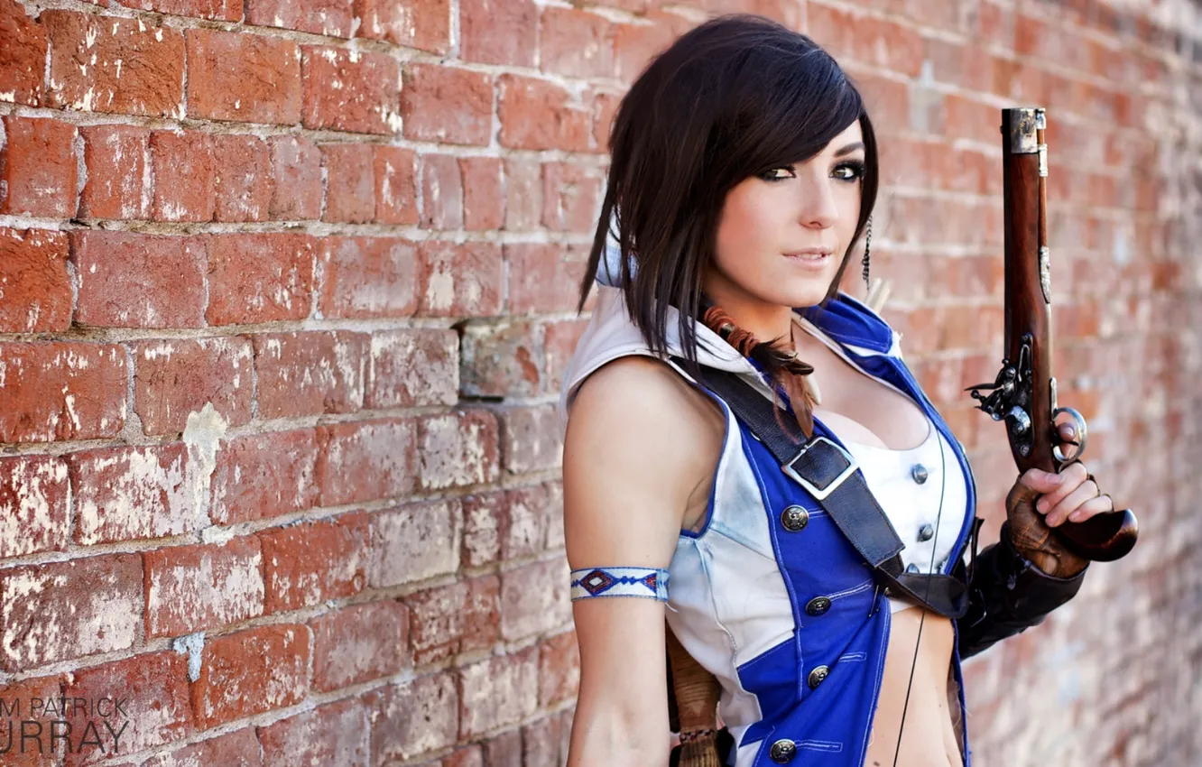 Photo wallpaper girl, sexy, cosplay, I love it, Assassin's Creed 3, Connor, Jessica Nigri