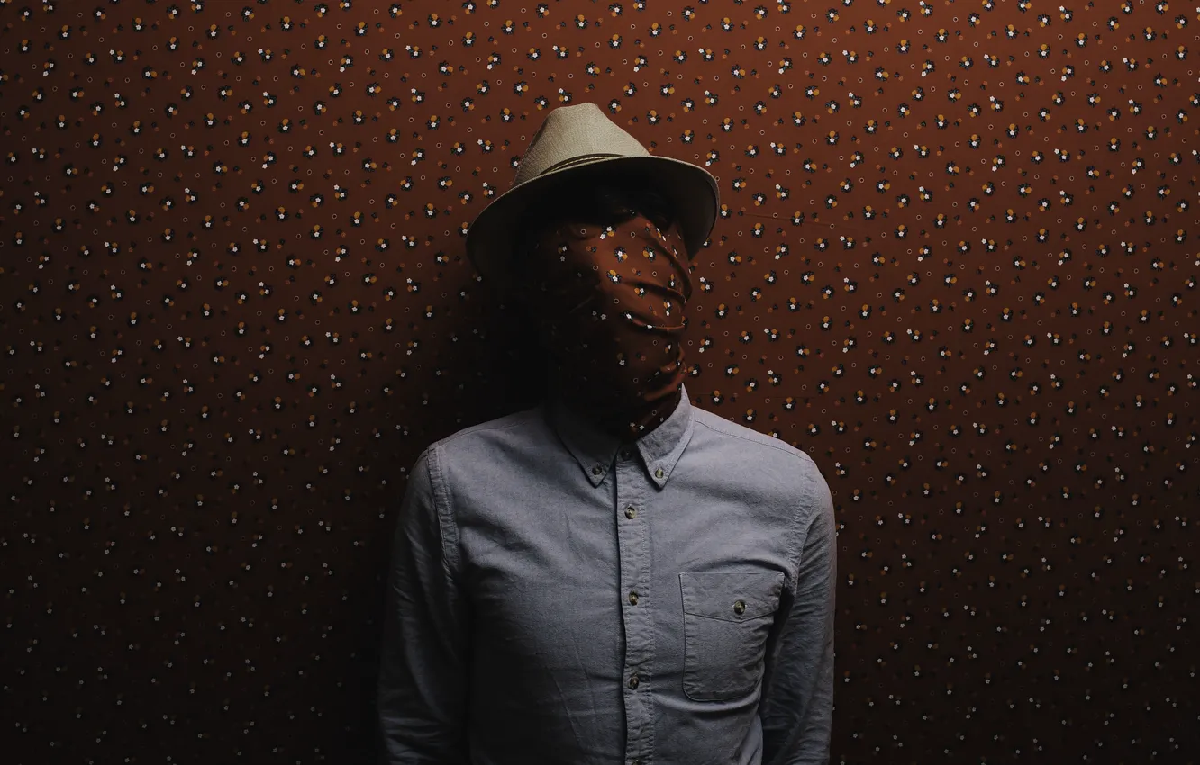 Photo wallpaper wallpaper, hat, man, dress shirt, covered face