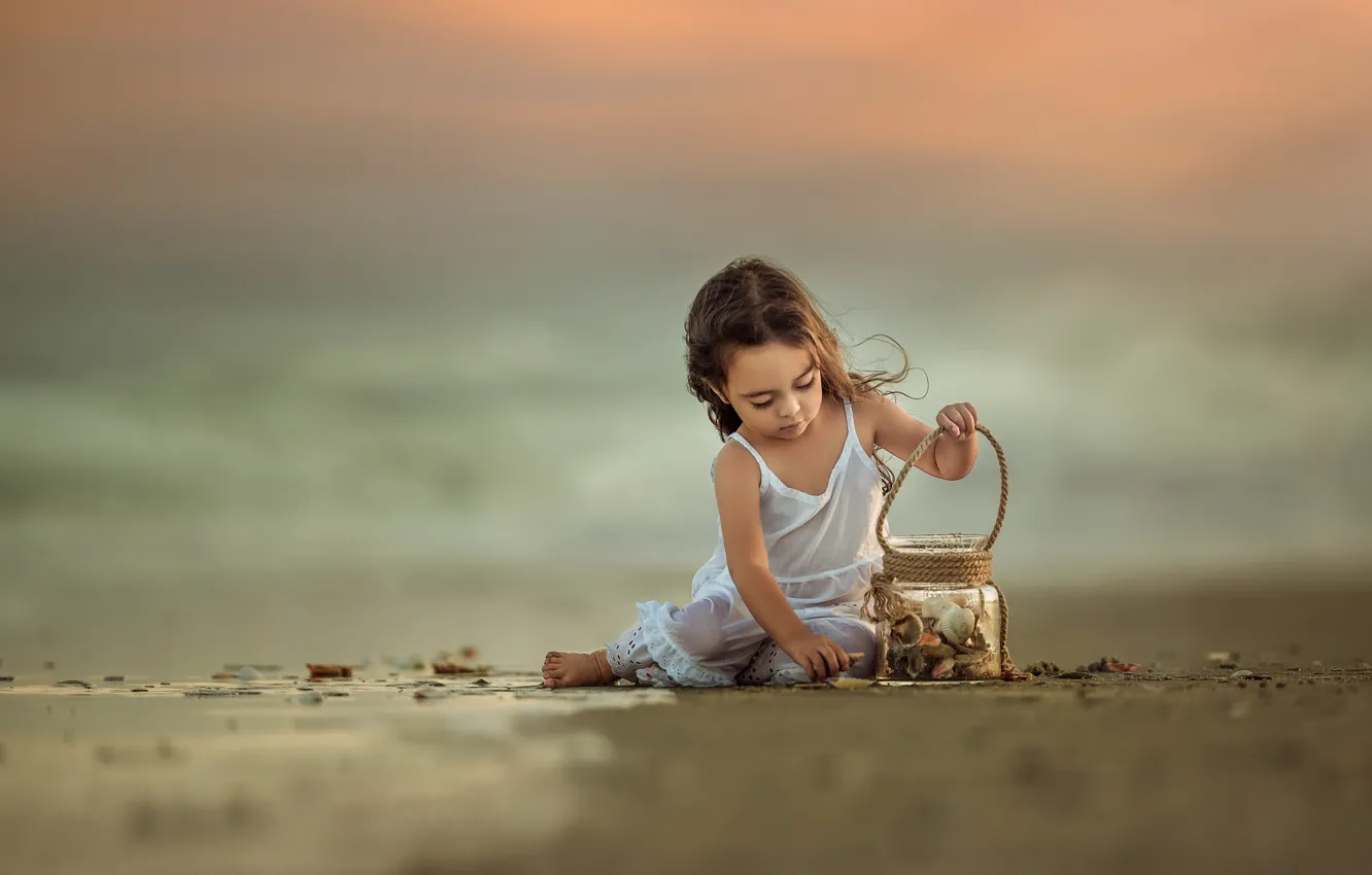 Photo wallpaper sea, mood, girl