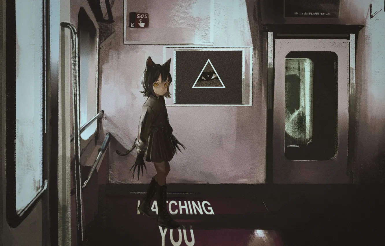 Photo wallpaper metro, girl, neko