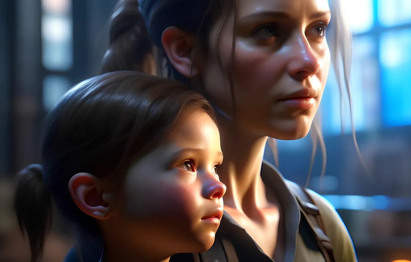 Photo wallpaper art, Lara Croft, Daughter