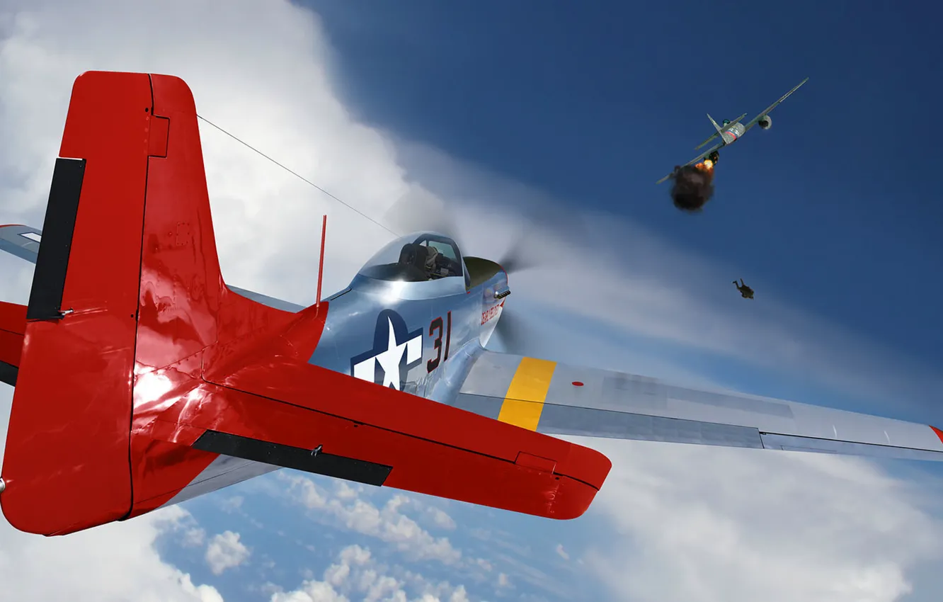 Photo wallpaper figure, Mustang, art, P-51, dogfight, Swallow, spillage, Me.262A-1a