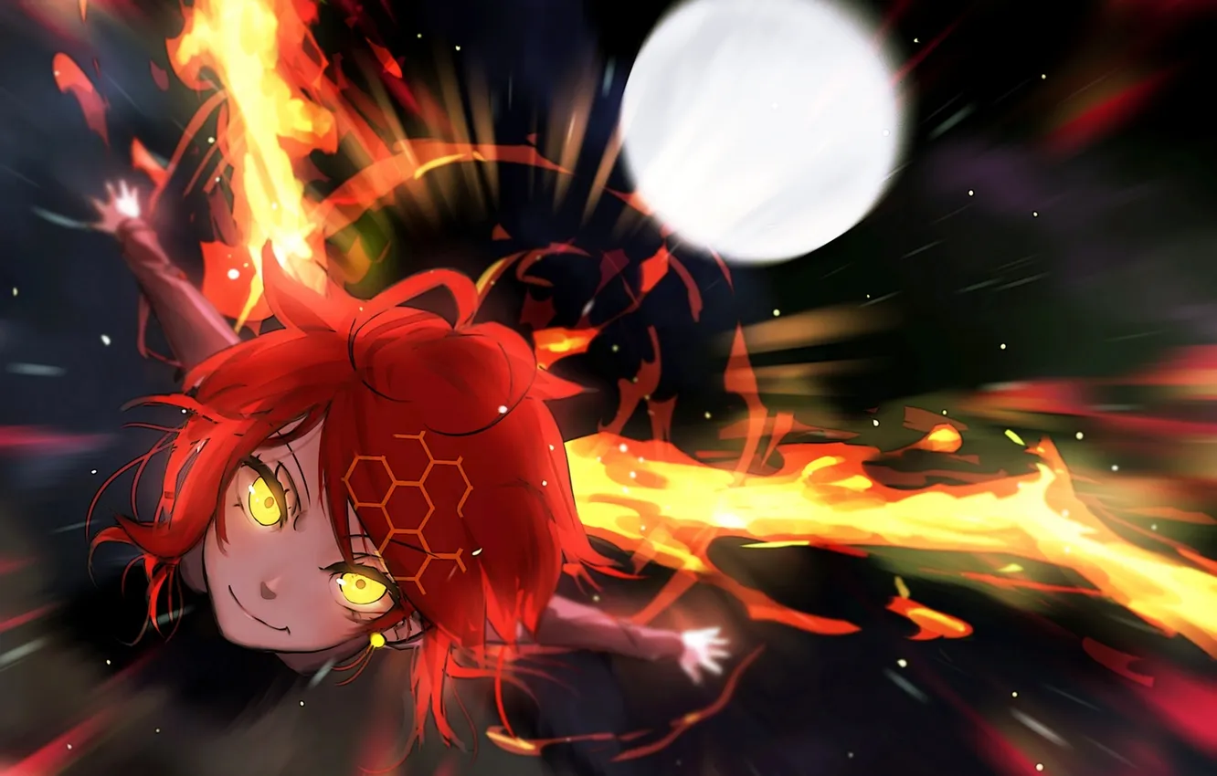 Photo wallpaper girl, lights, magic, wings, anime, art, pixiv fantasia, bai yemeng