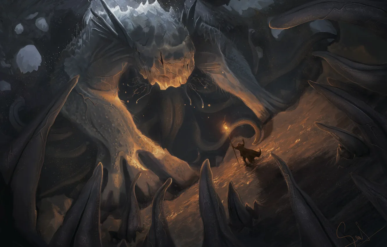 Photo wallpaper fiction, monster, being, art, staff, call