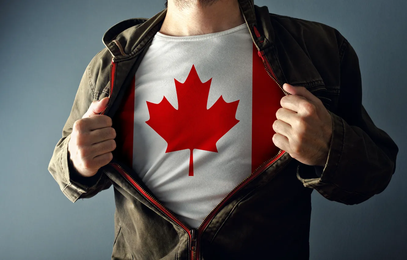 Photo wallpaper red, white, Canada, pose, shirt