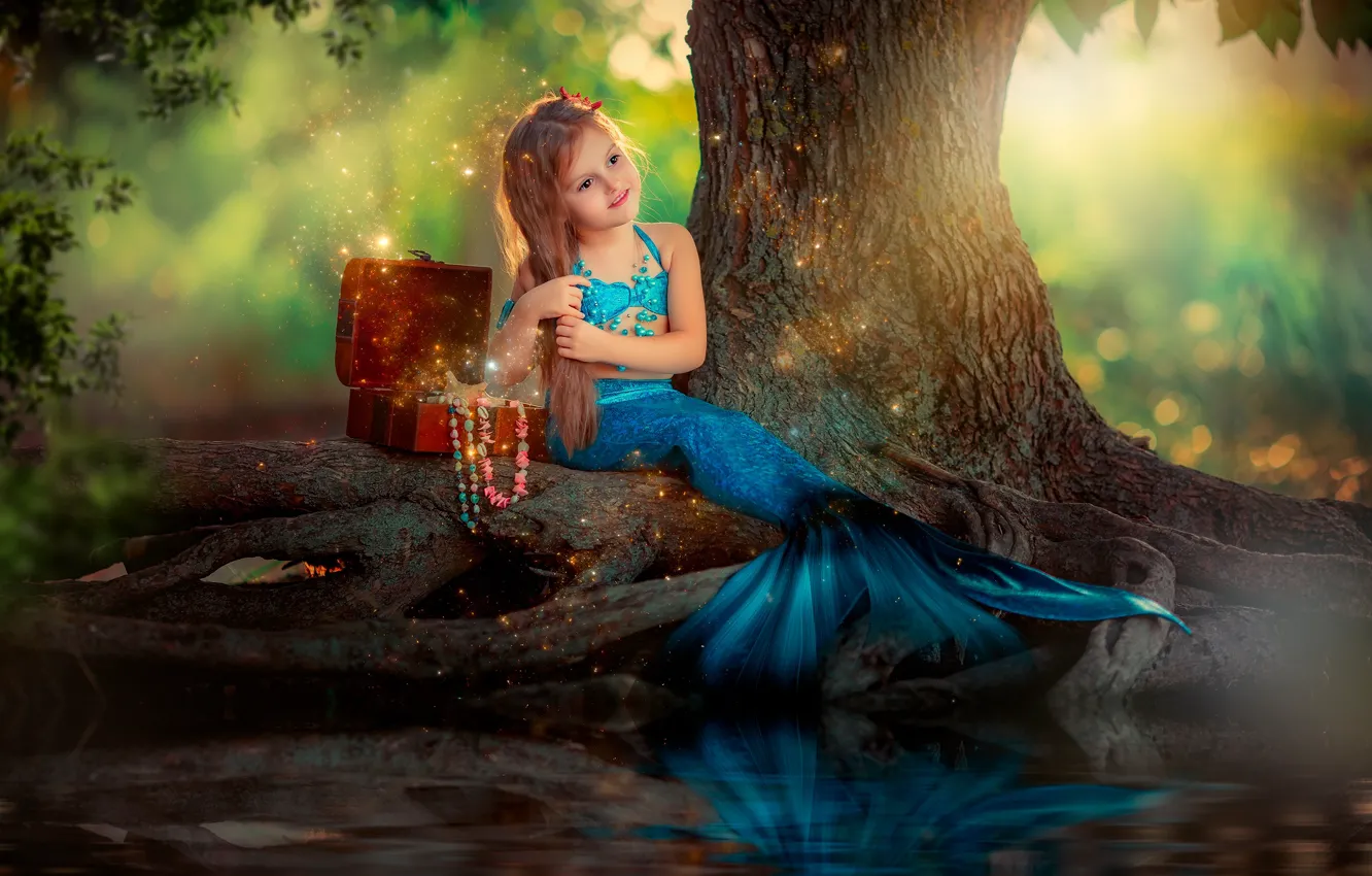 Photo wallpaper nature, mermaid, girl