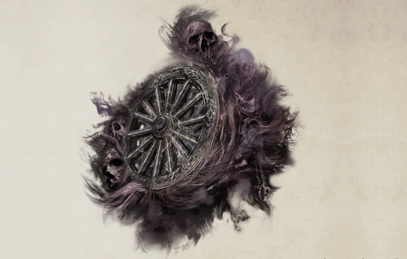 Photo wallpaper sake, wheels, smoke, digital art, creepy, simple background