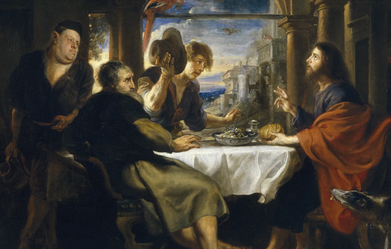 Photo wallpaper picture, Supper at Emmaus, Peter Paul Rubens, mythology, Pieter Paul Rubens