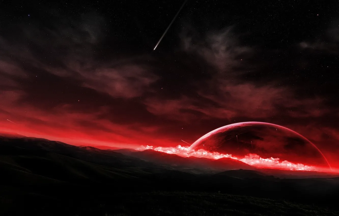 Photo wallpaper surface, meteor, the red planet