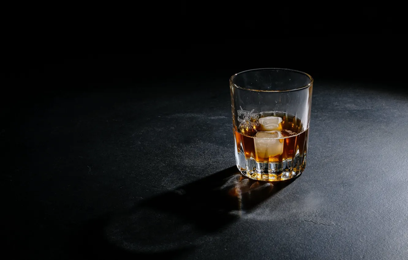 Photo wallpaper glass, ice, whiskey