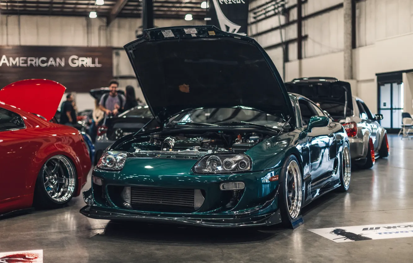 Photo wallpaper Toyota, Green, Front, Supra, Stance, StanceNation, Toyota Supra A90