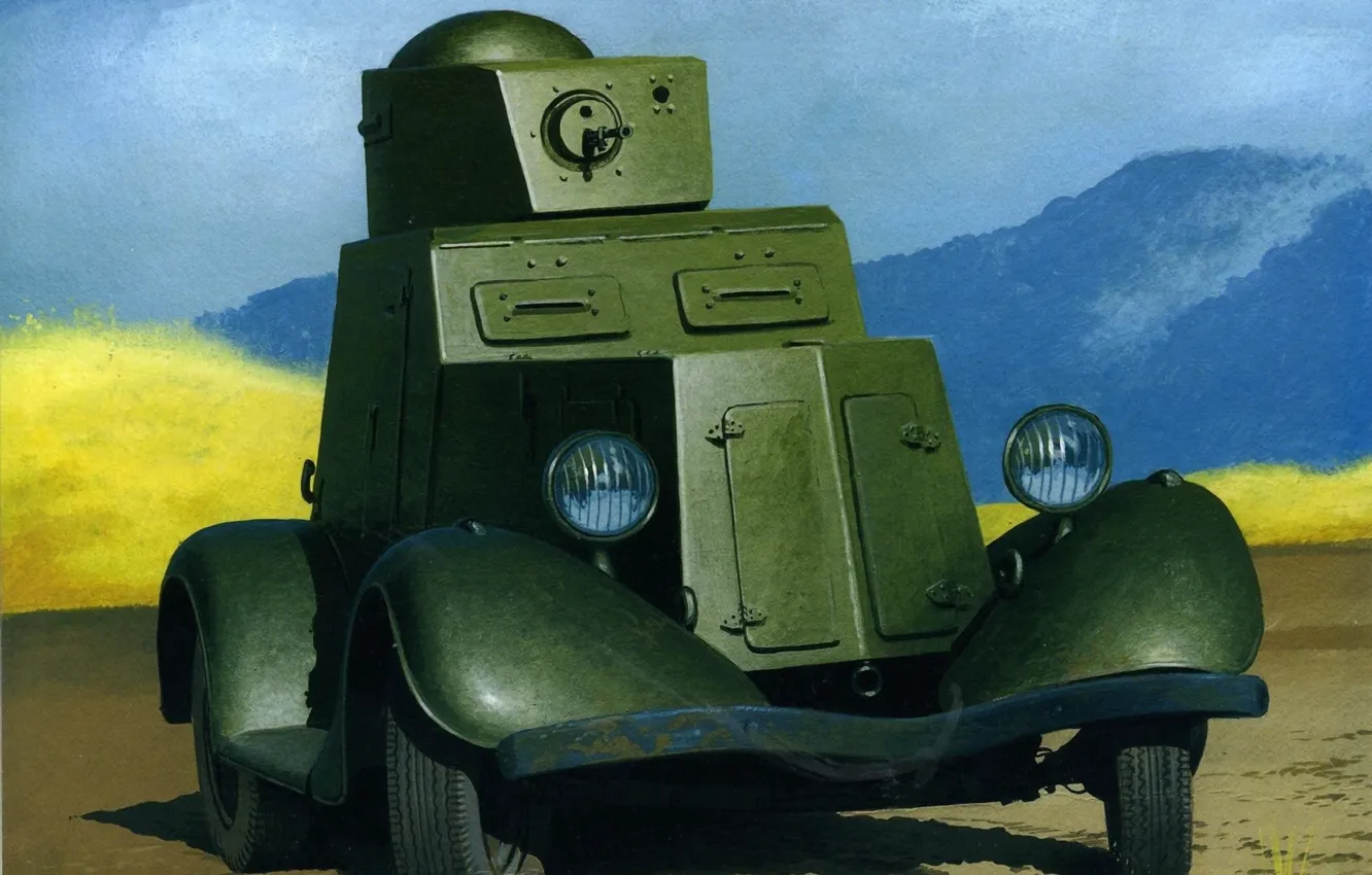 Photo wallpaper figure, art, chassis, armored car, easy, used, 1936, car
