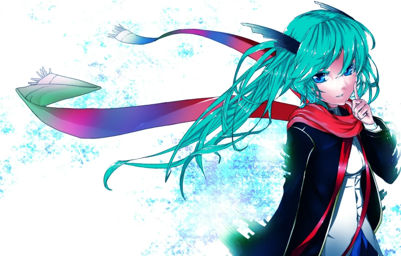 Photo wallpaper girl, scarf, art, vocaloid, hatsune miku, Vocaloid, fuyugasumi
