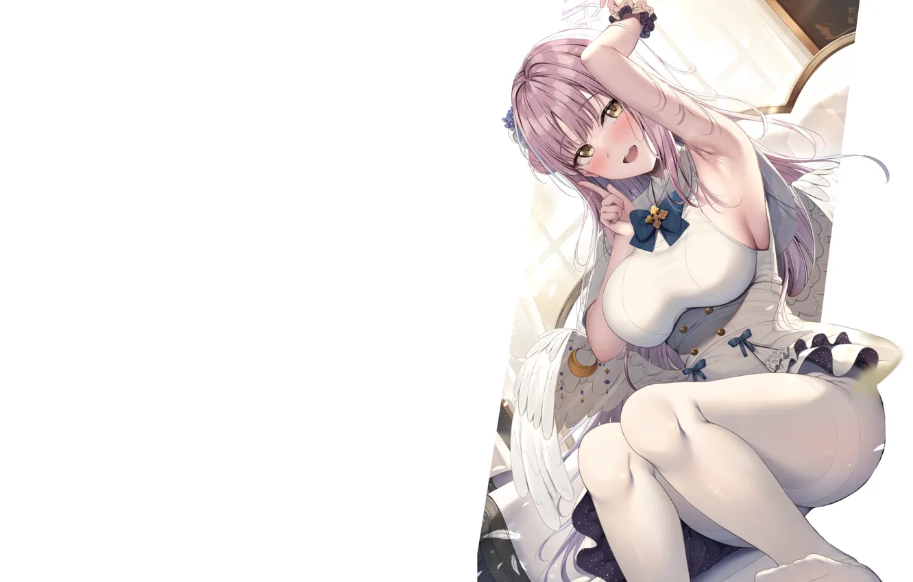 Photo wallpaper girl, white, hot, sexy, boobs, anime, breasts, babe