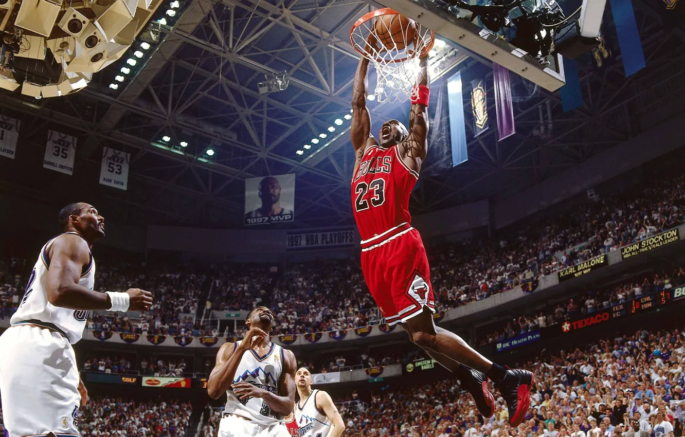 Photo wallpaper jump, Michael Jordan, basketball, Michael Jordan, Sport