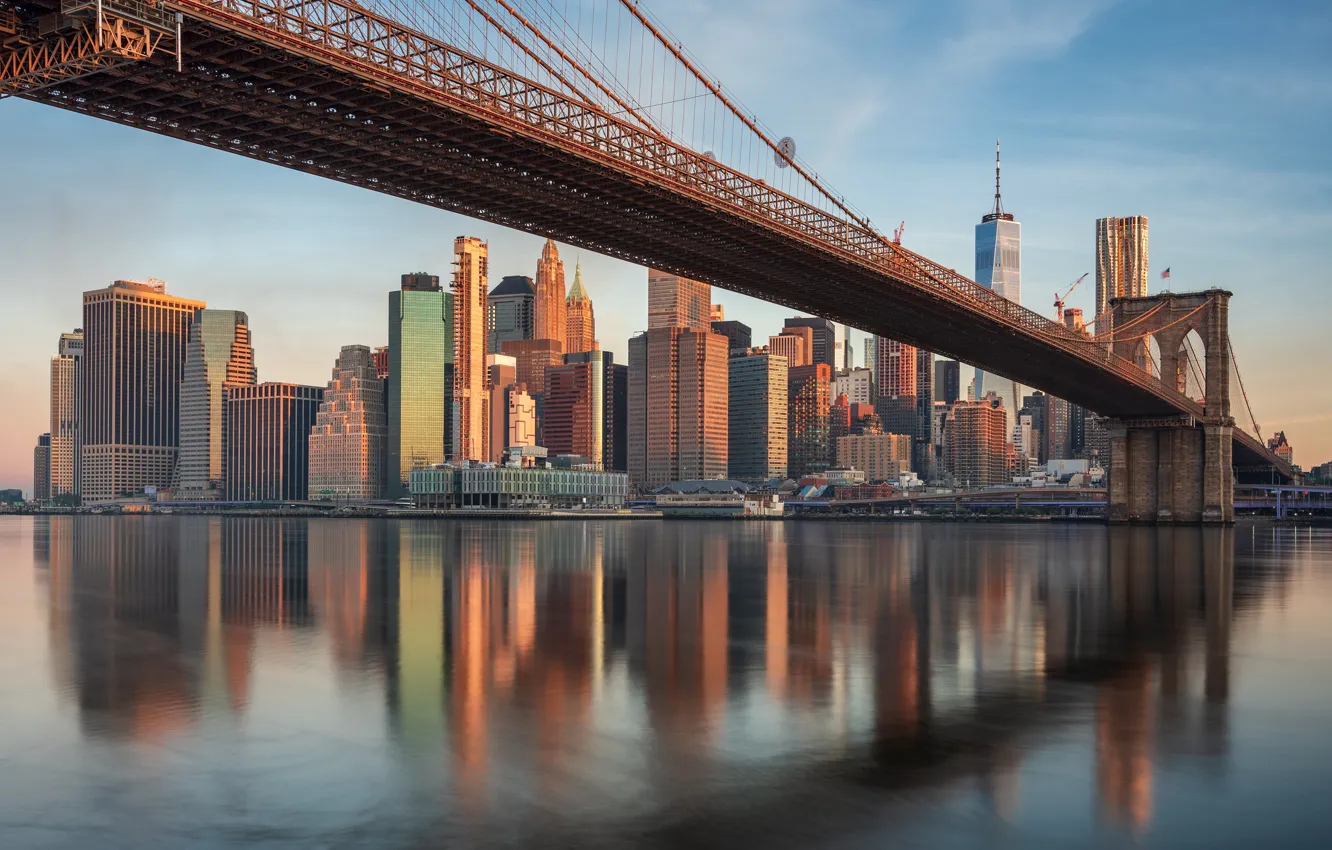 Photo wallpaper bridge, river, home, New York, USA, Manhattan