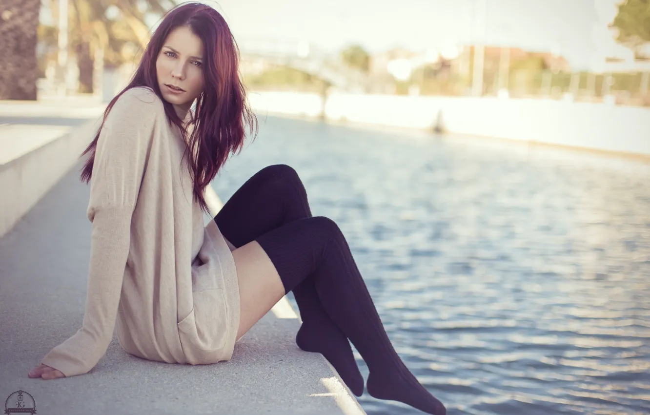 Photo wallpaper Nature, Model, Water, France, Beauty, Port, Redhead, Ophуlie