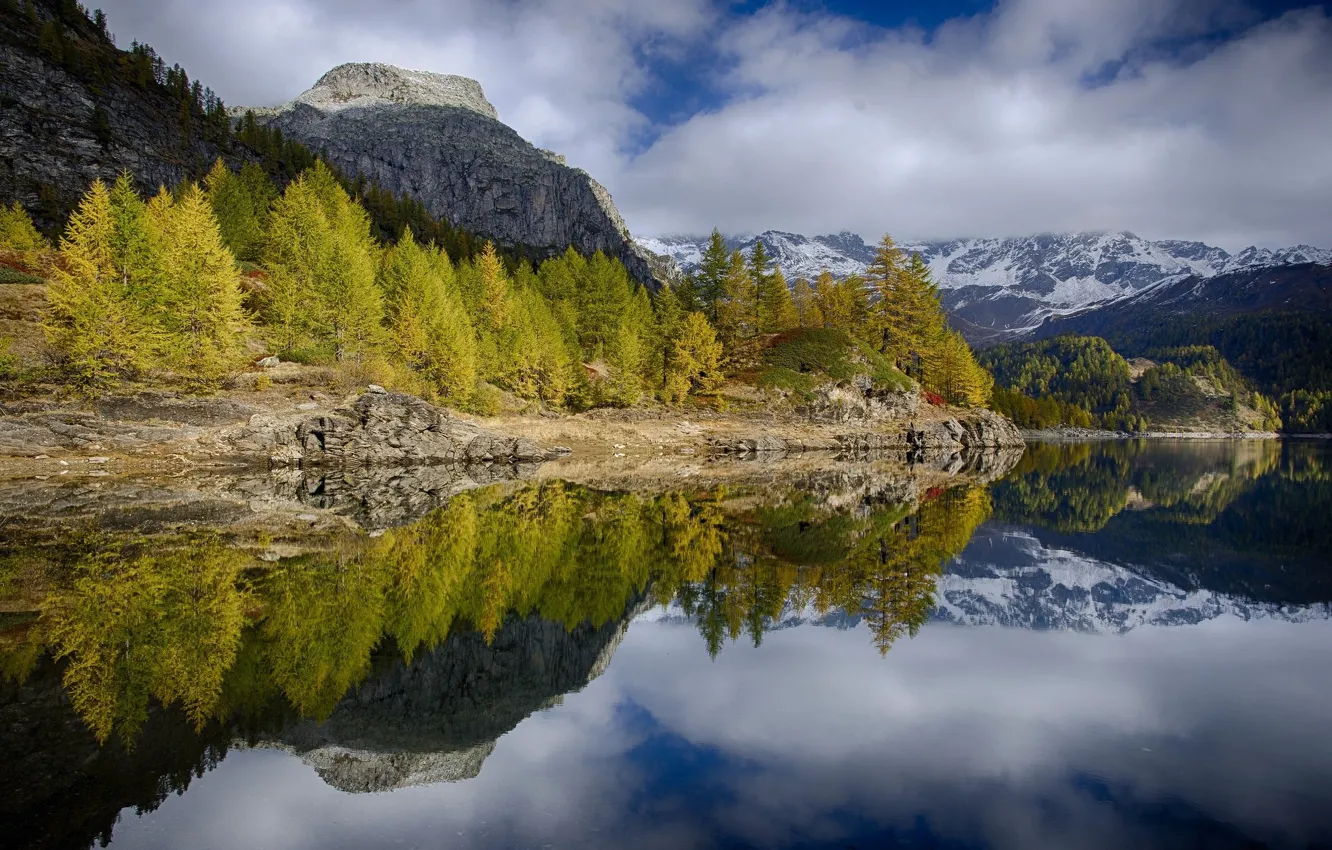Photo wallpaper landscape, mountains, lake