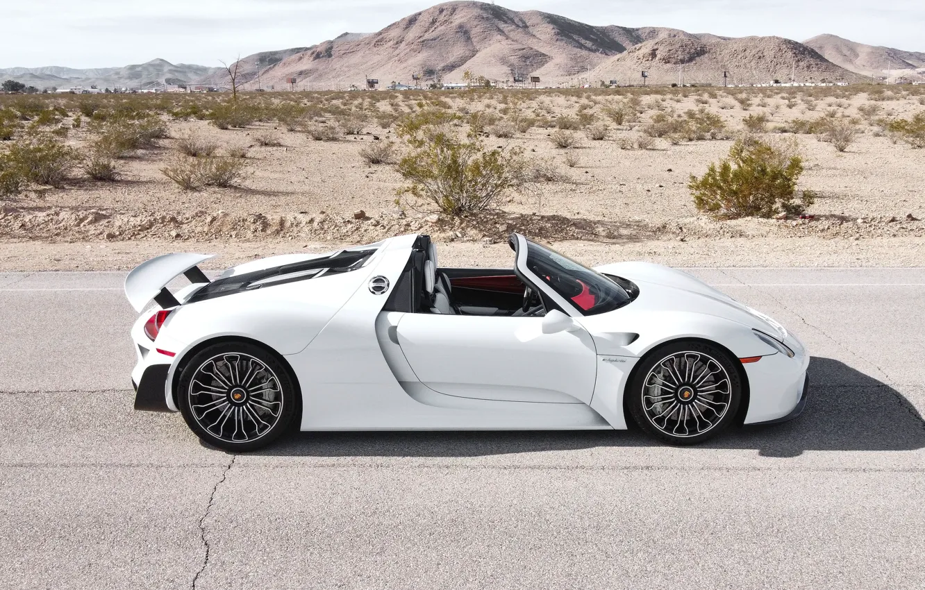 Photo wallpaper car, Porsche, road, desert, 918, Porsche 918 Spyder