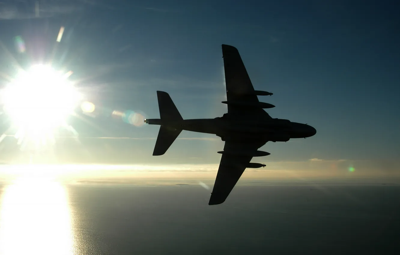 Photo wallpaper sea, the sun, the plane