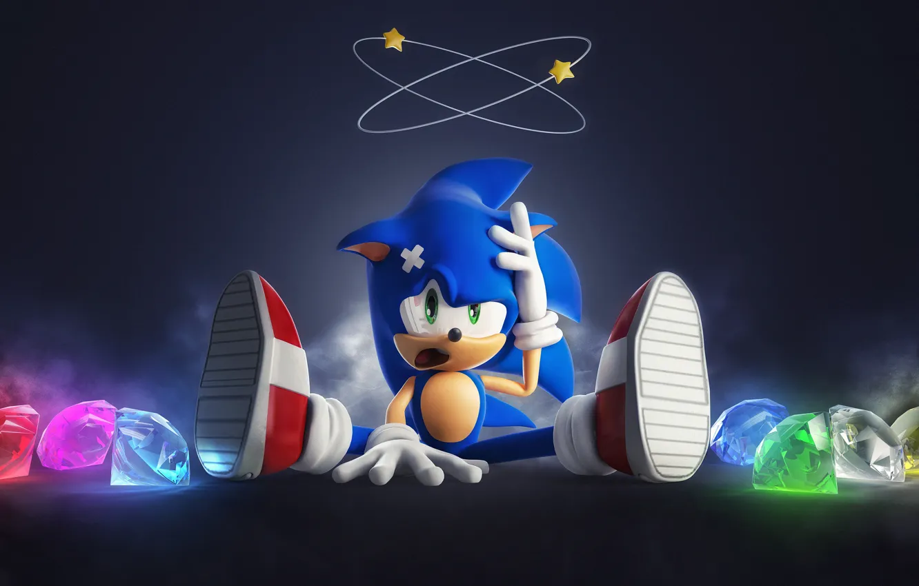 Photo wallpaper Sonic, diamond, emerald, Sonic, hedgehog, emerald, emeralds
