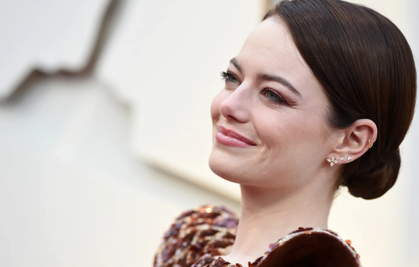 Photo wallpaper look, pose, portrait, makeup, actress, photoshoot, hair, Emma Stone