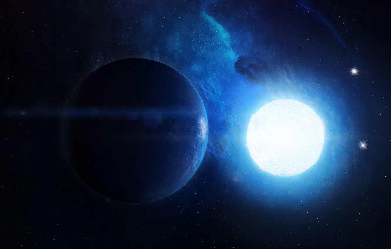 Photo wallpaper the sun, space, stars, nebula, planet, space, nebula, art
