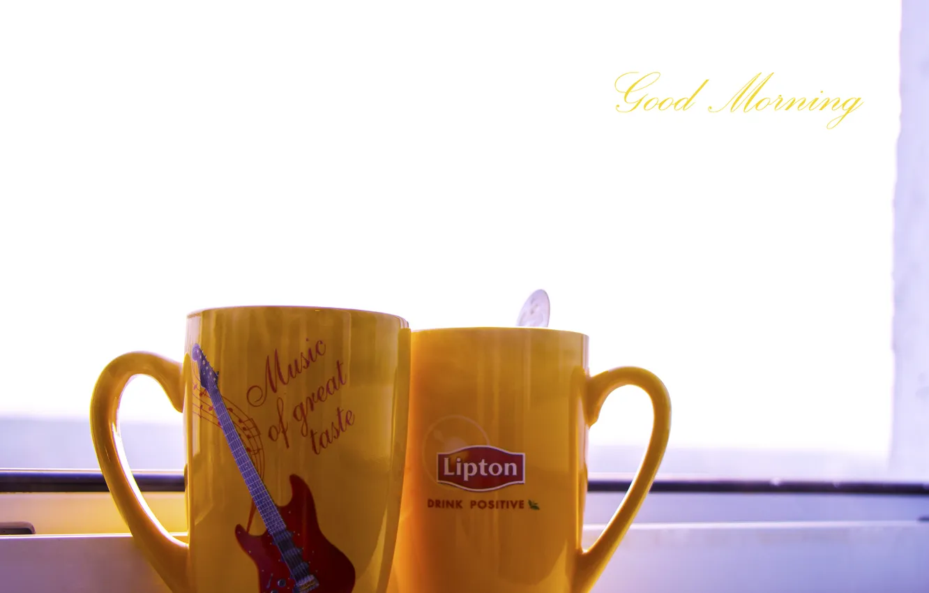 Photo wallpaper tea, morning, window, Cup, the sky.