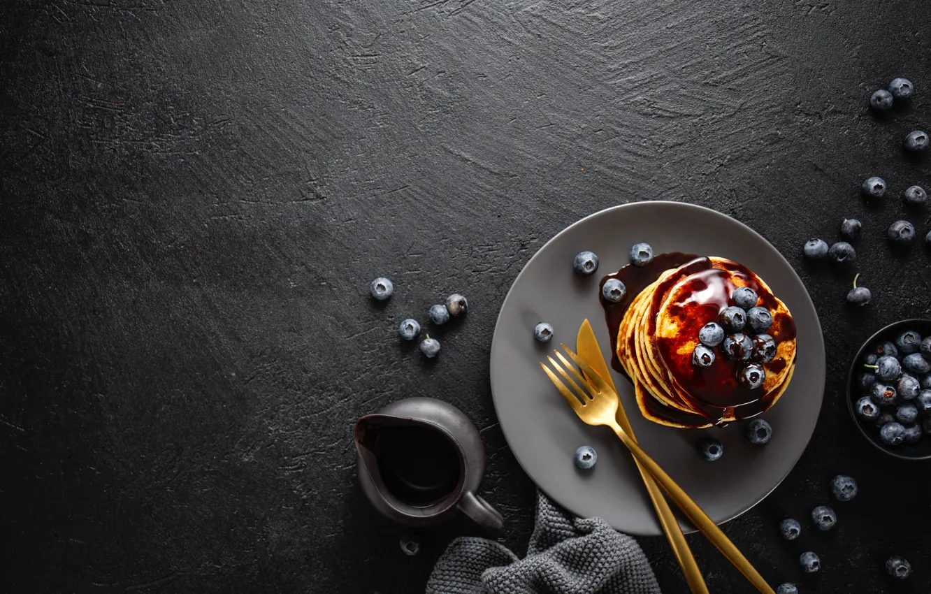 Photo wallpaper berries, pancakes, jam, Valeria Maksakova